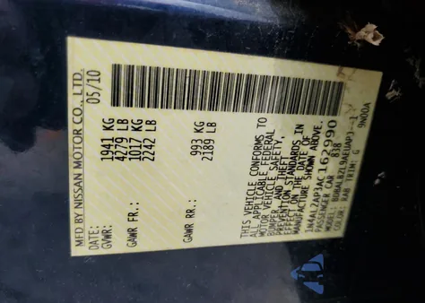 2010 Nissan Altima Base z USA, uszkodzony, nr VIN 1N4AL2AP3AC162990